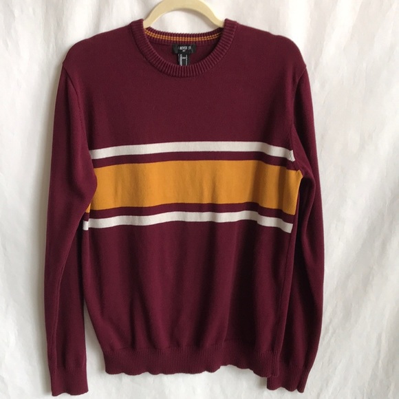 Forever 21 Other - Forever 21 men’s maroon/gold/white long sleeve pullover sweater, L